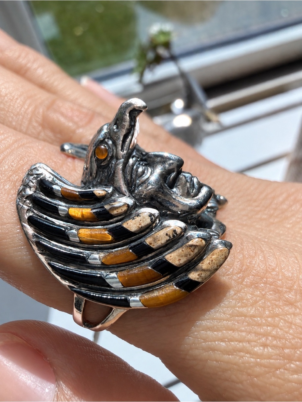 Make a statement with this incredible 925 Sterling Silver Warrior Ring. 🖤